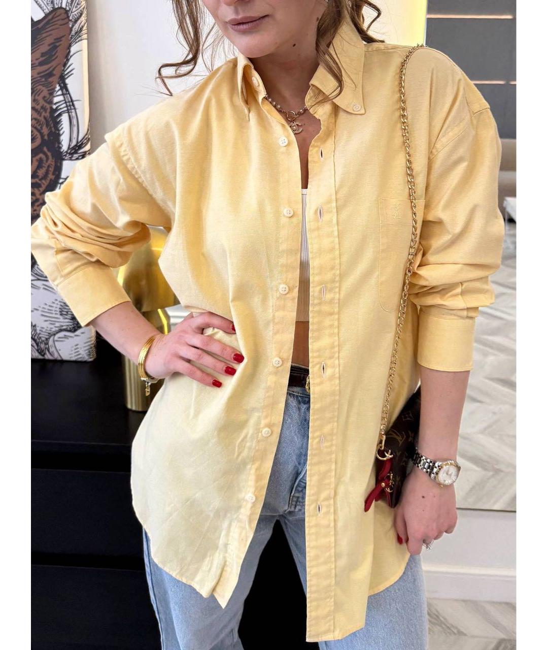 SAINT LAURENT Желтая хлопковая рубашка, фото 5