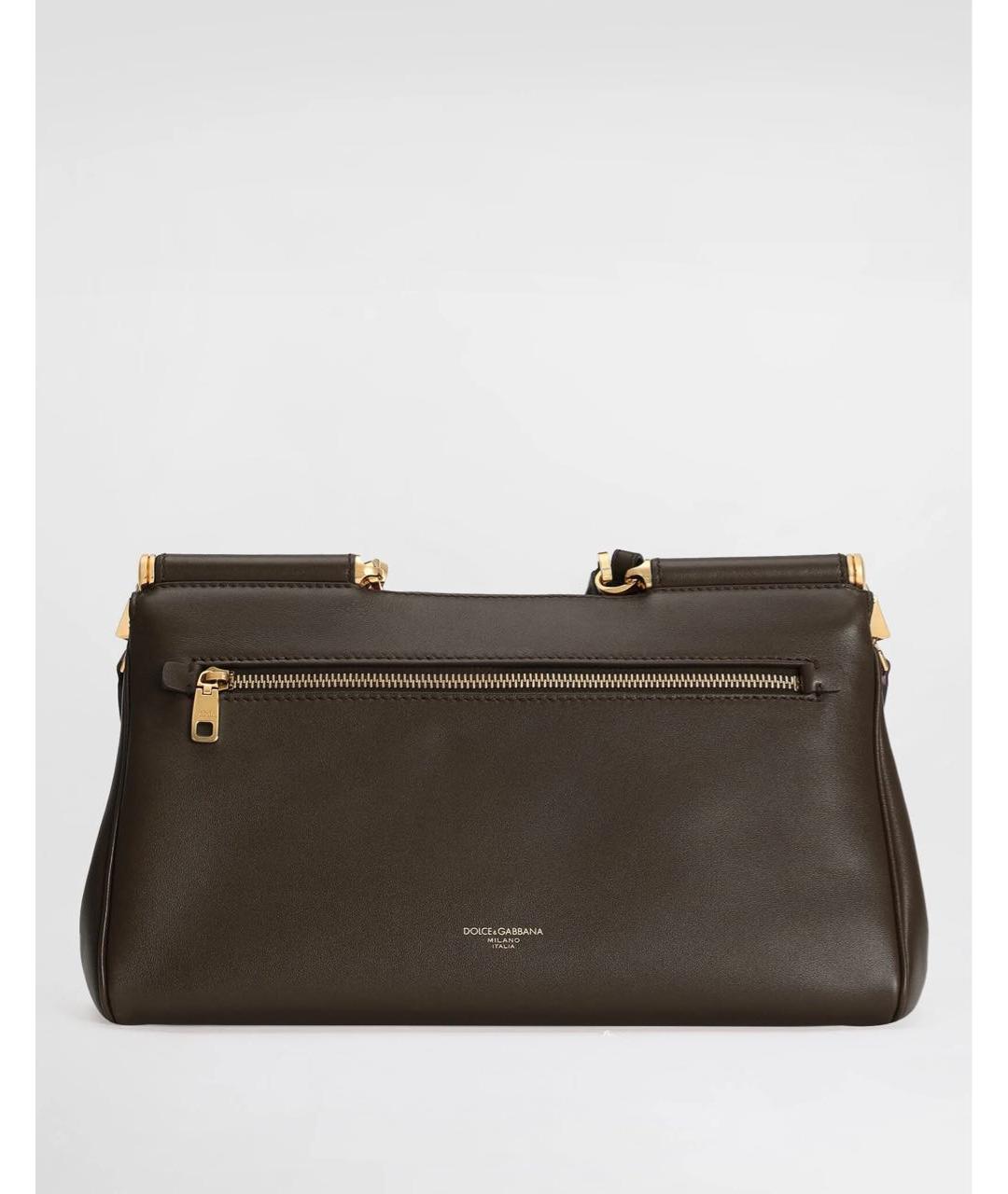 DOLCE&GABBANA Коричневая кожаная сумка с короткими ручками, фото 3