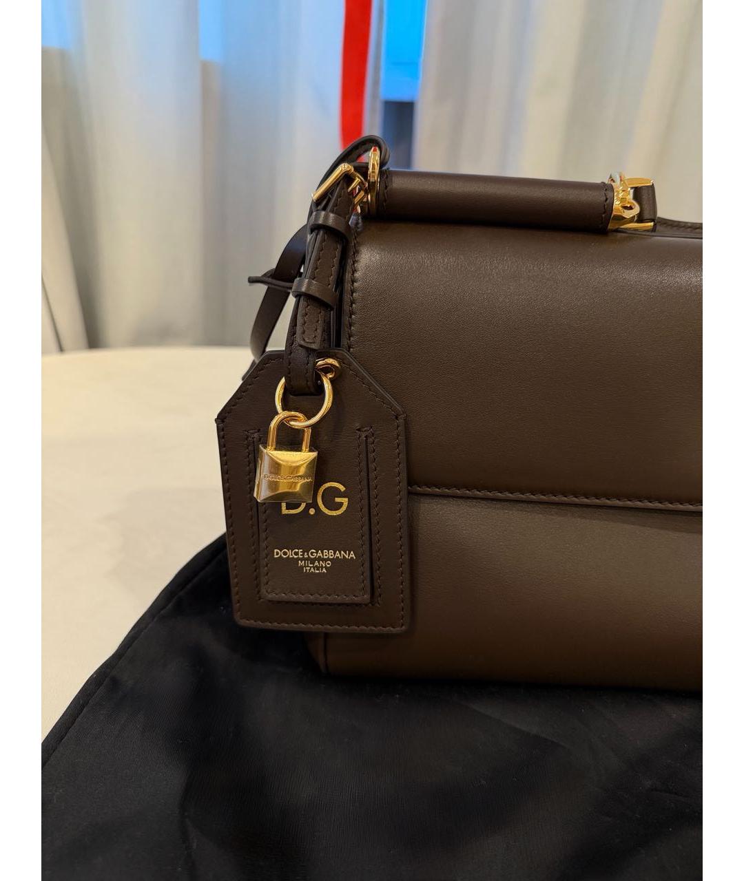 DOLCE&GABBANA Коричневая кожаная сумка с короткими ручками, фото 5