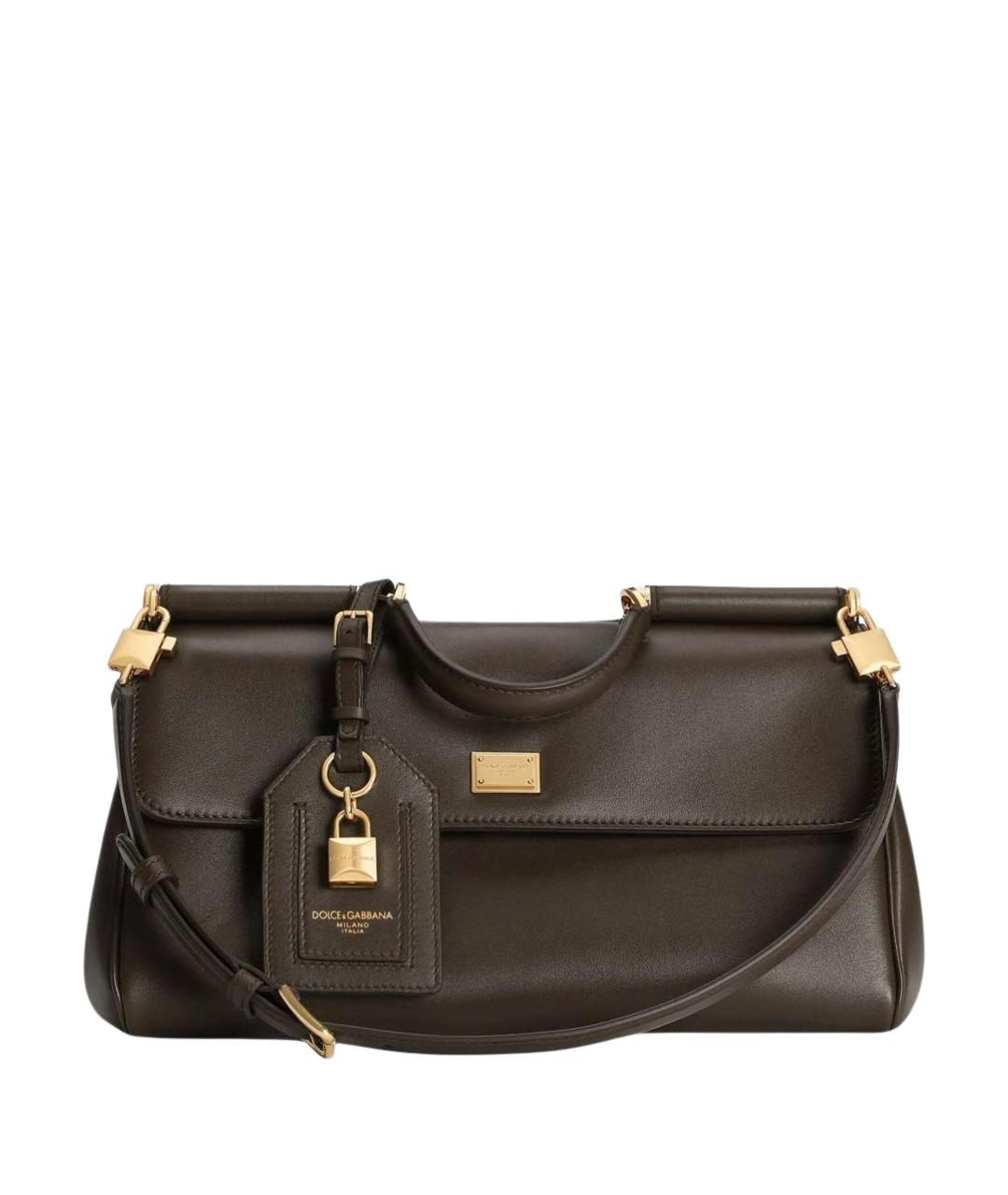 DOLCE&GABBANA Коричневая кожаная сумка с короткими ручками, фото 1