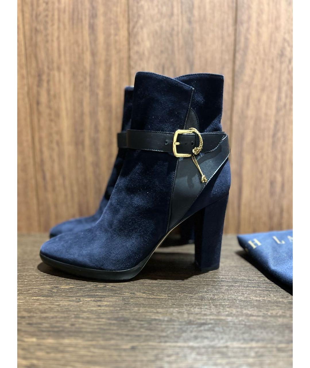 RALPH LAUREN Темно-синие замшевые ботильоны, фото 8