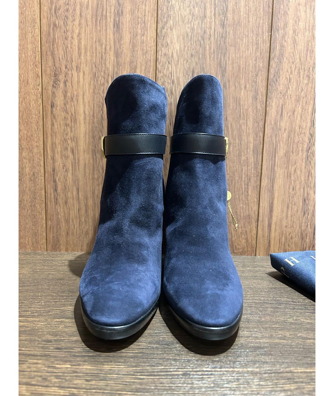 RALPH LAUREN Темно-синие замшевые ботильоны, фото 7