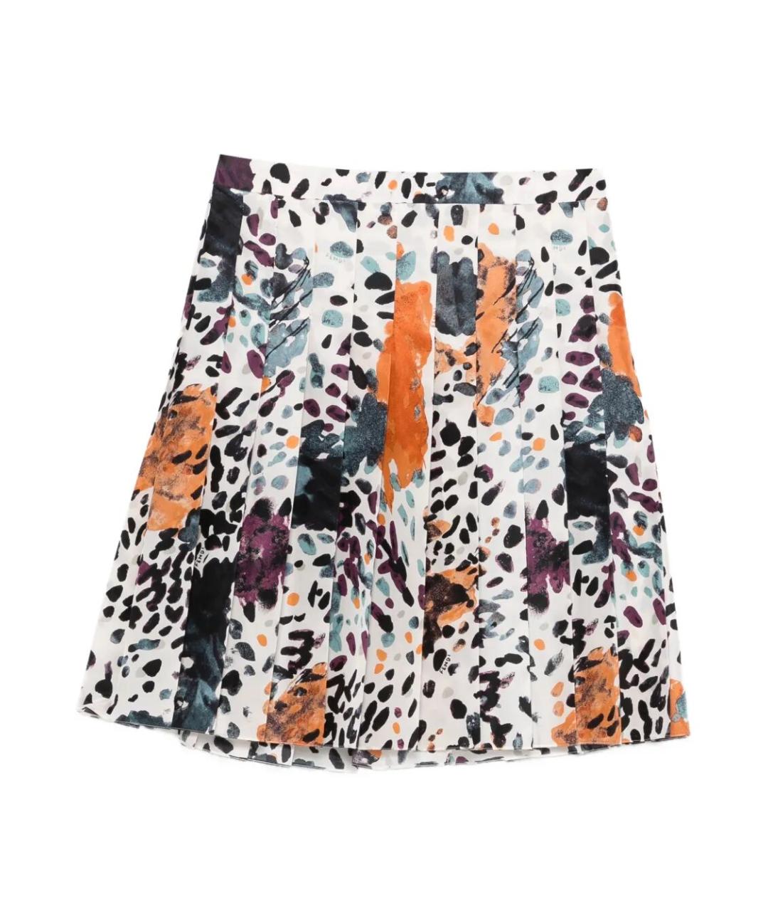 FENDI Мульти шелковая юбка миди, фото 1