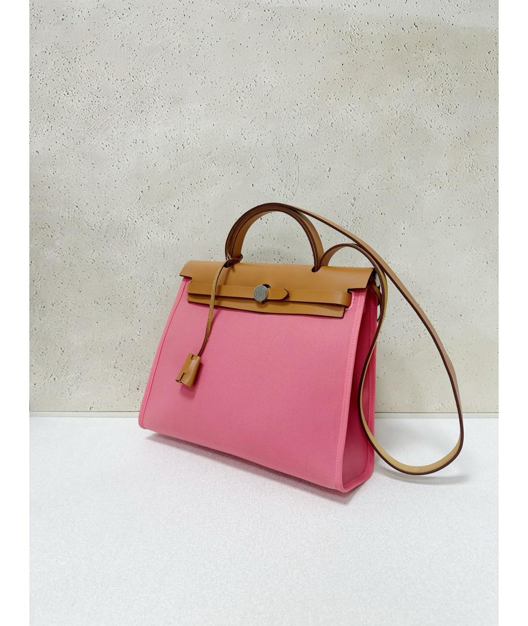 HERMES Розовая тканевая сумка через плечо, фото 4