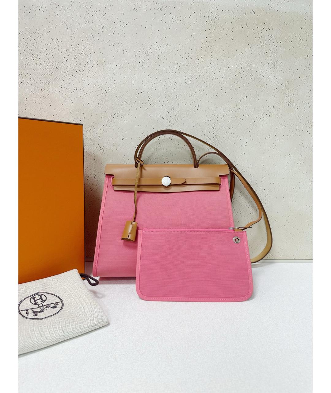HERMES Розовая тканевая сумка через плечо, фото 2