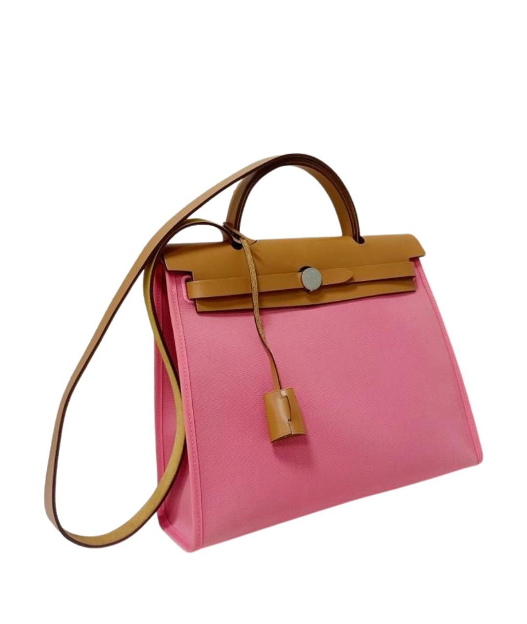 HERMES Розовая тканевая сумка через плечо, фото 1