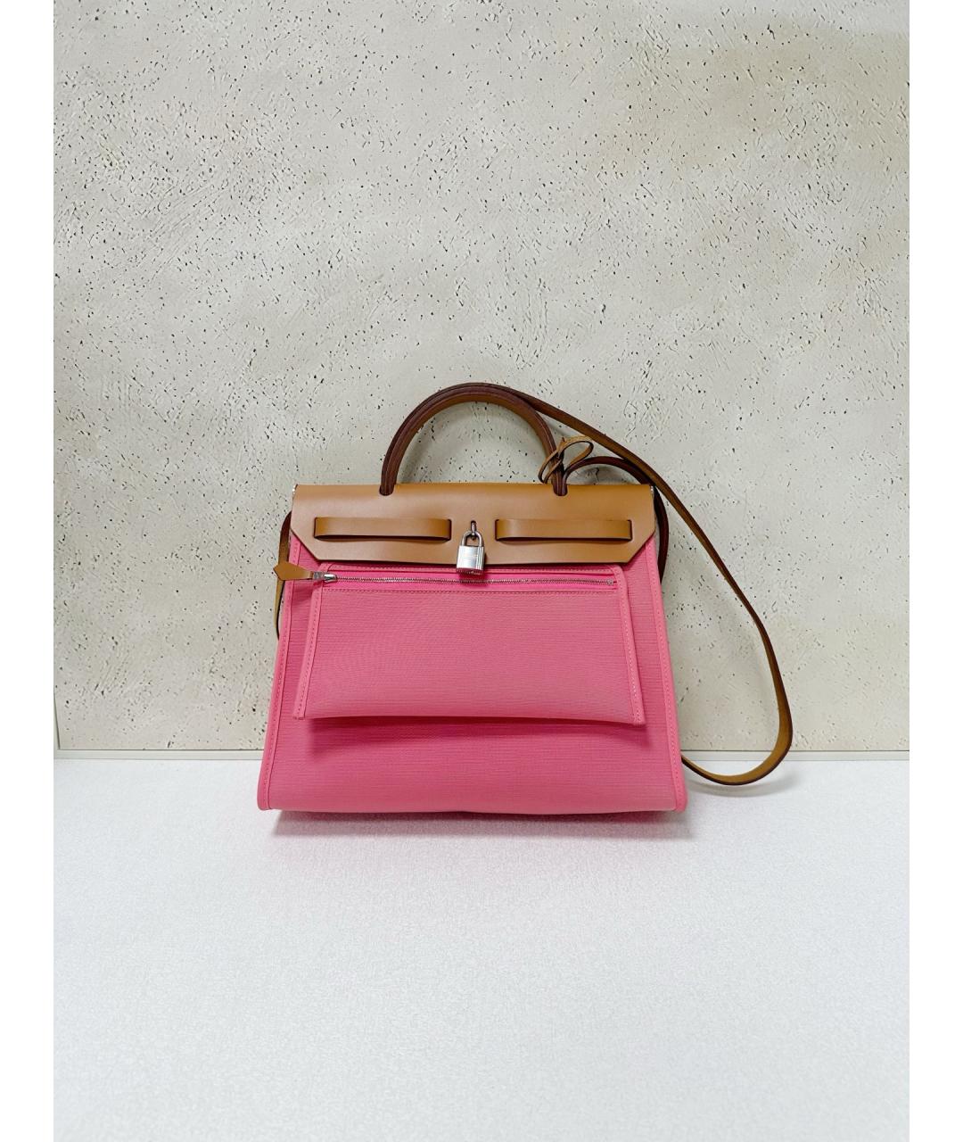 HERMES Розовая тканевая сумка через плечо, фото 3