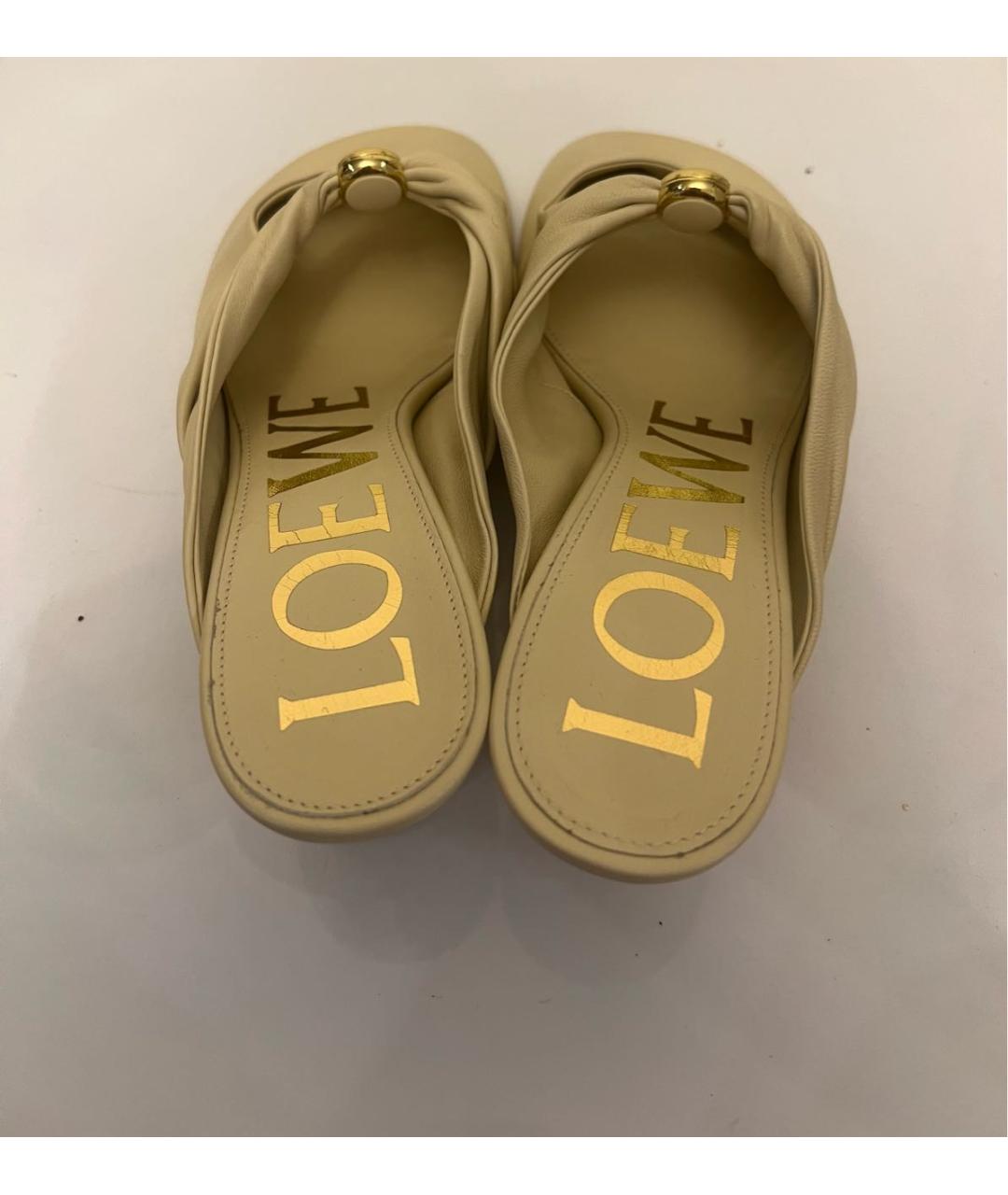 LOEWE Бежевые кожаные мюли, фото 4
