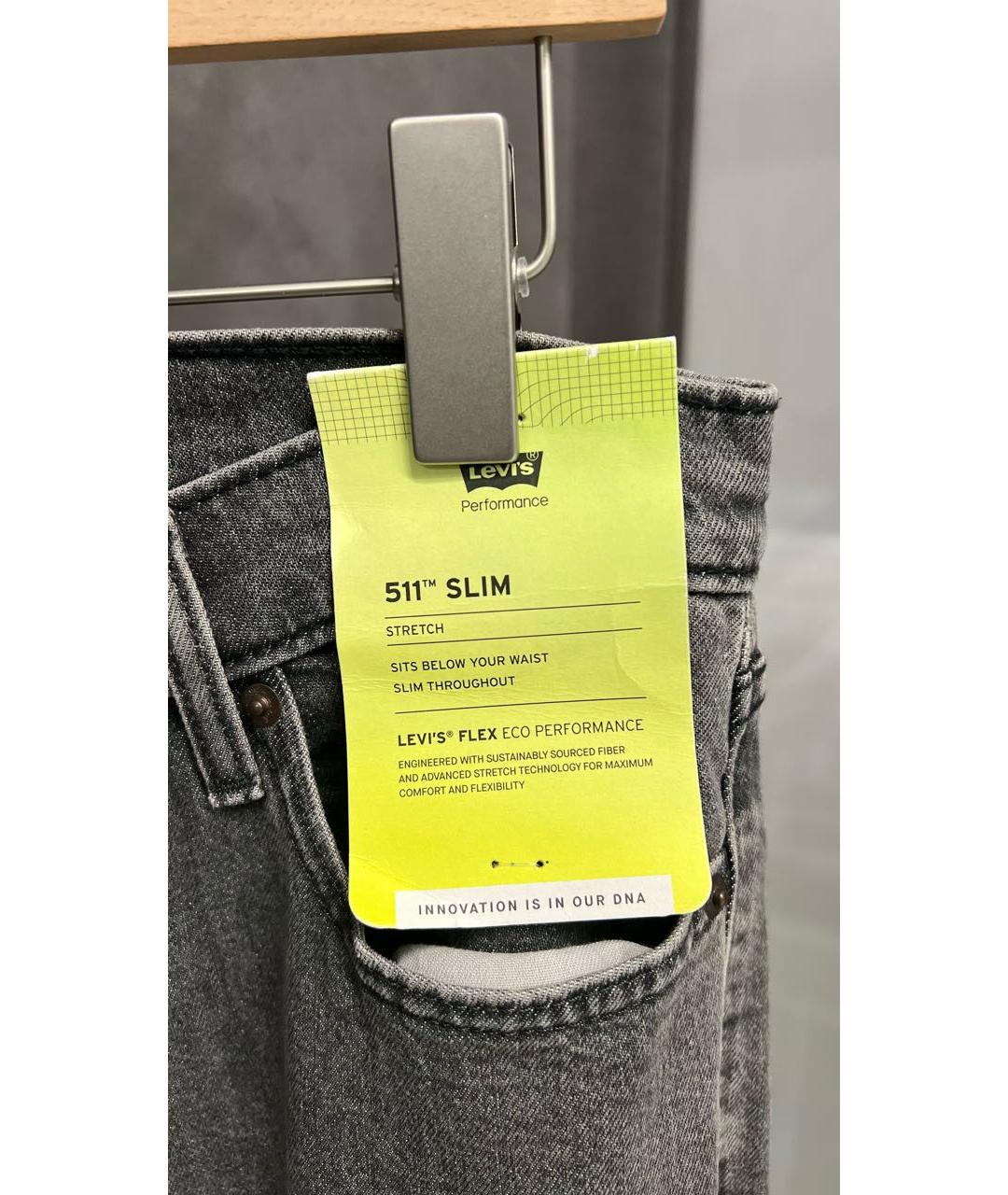 LEVI'S Антрацитовые хлопко-лиоцелловые джинсы скинни, фото 6