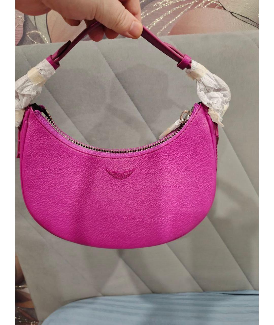 ZADIG & VOLTAIRE Розовая кожаная сумка через плечо, фото 5