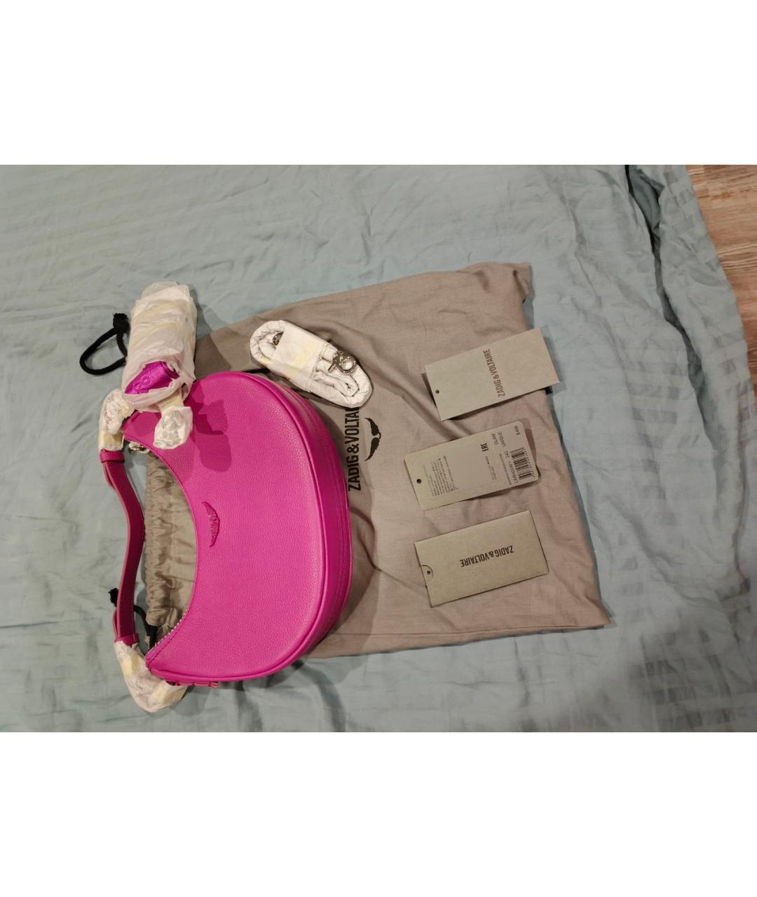 ZADIG & VOLTAIRE Розовая кожаная сумка через плечо, фото 3
