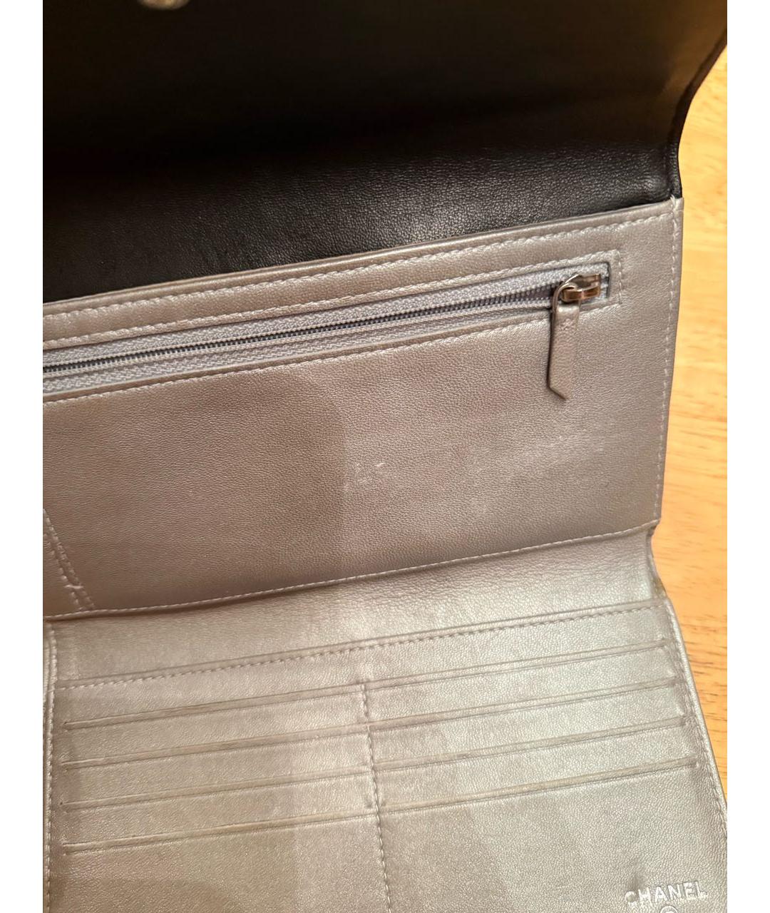 CHANEL Черный кожаный кошелек, фото 4