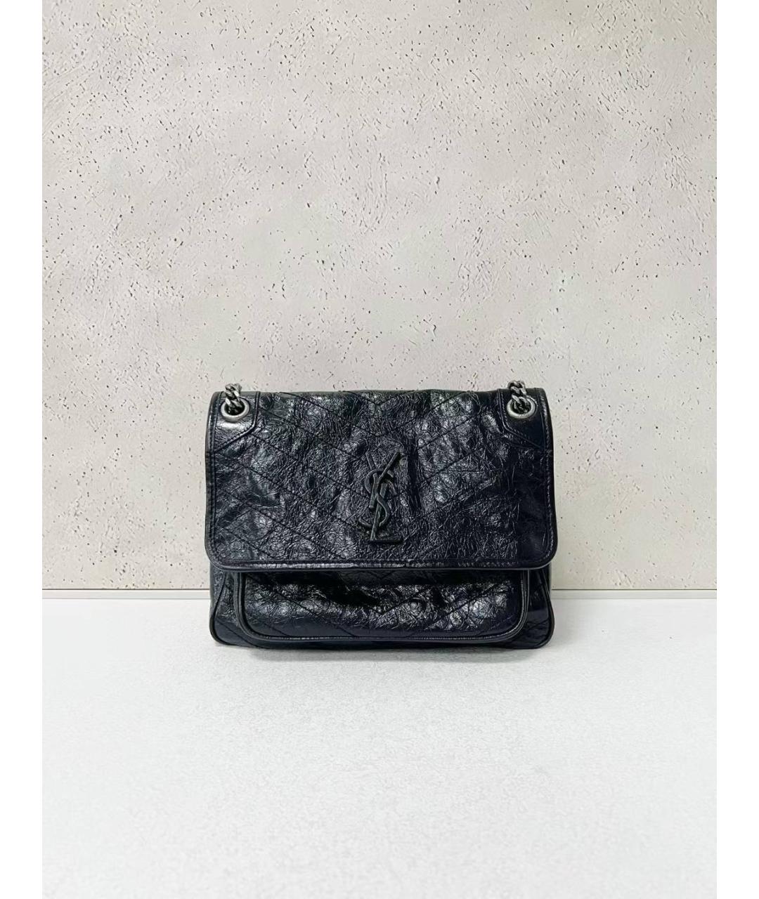 SAINT LAURENT Черная кожаная сумка через плечо, фото 7