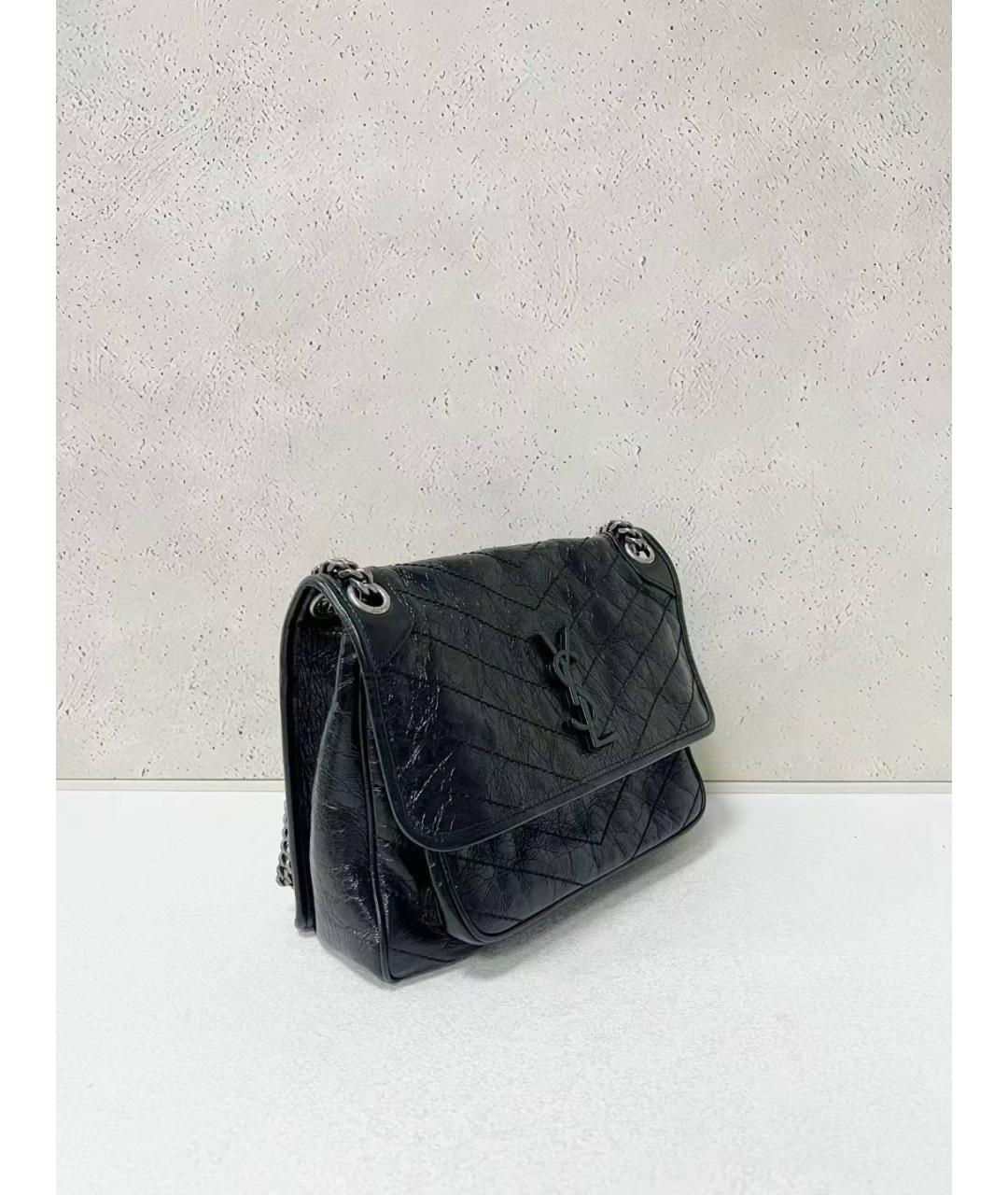 SAINT LAURENT Черная кожаная сумка через плечо, фото 3