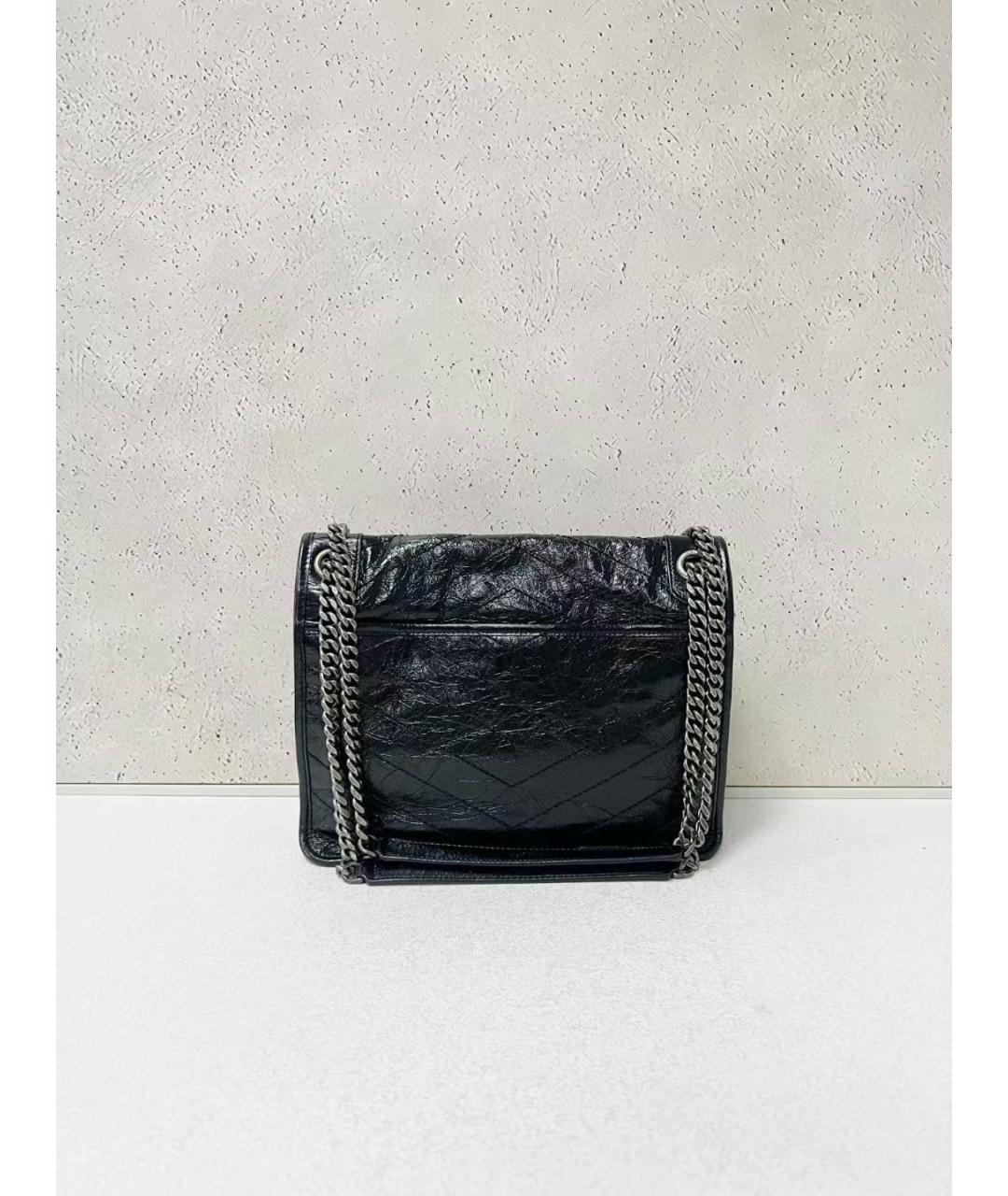 SAINT LAURENT Черная кожаная сумка через плечо, фото 2