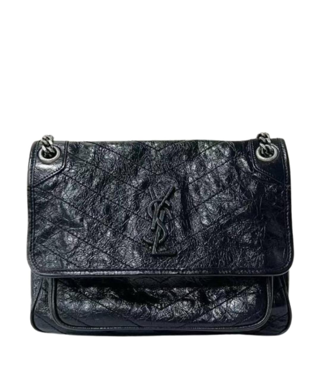 SAINT LAURENT Черная кожаная сумка через плечо, фото 1