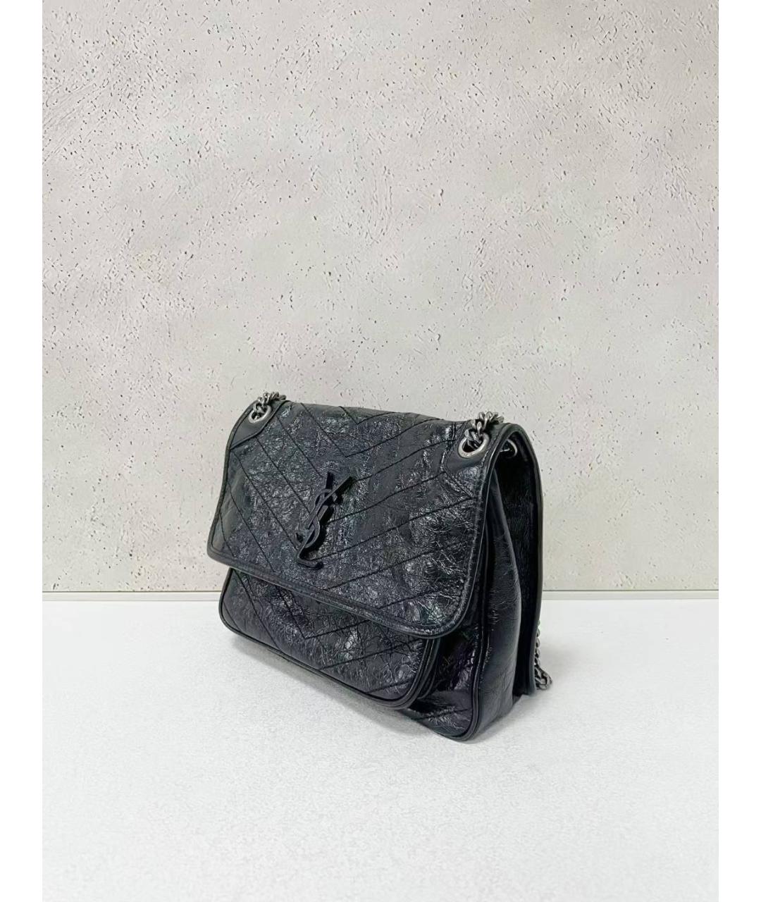 SAINT LAURENT Черная кожаная сумка через плечо, фото 4