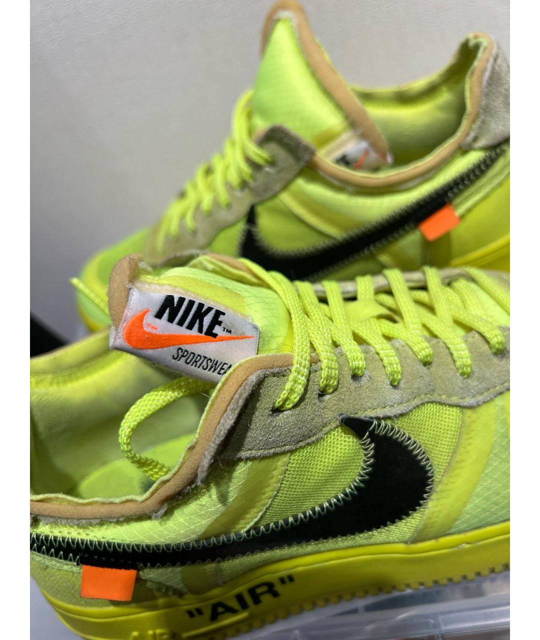 NIKE X OFF-WHITE Салатовые текстильные низкие кроссовки / кеды, фото 3