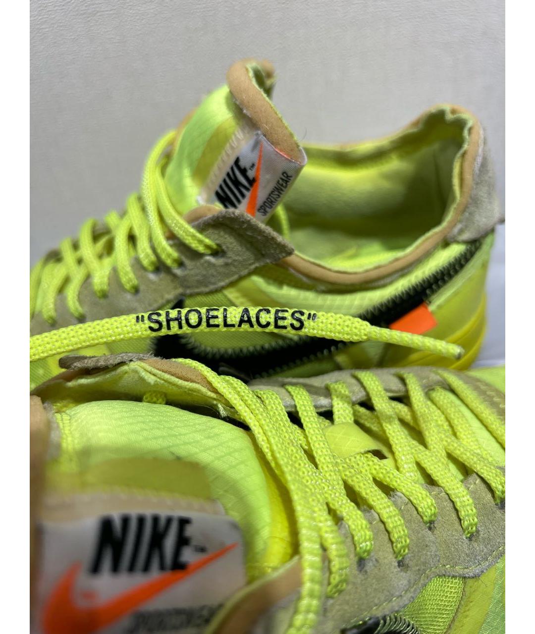 NIKE X OFF-WHITE Салатовые текстильные низкие кроссовки / кеды, фото 4