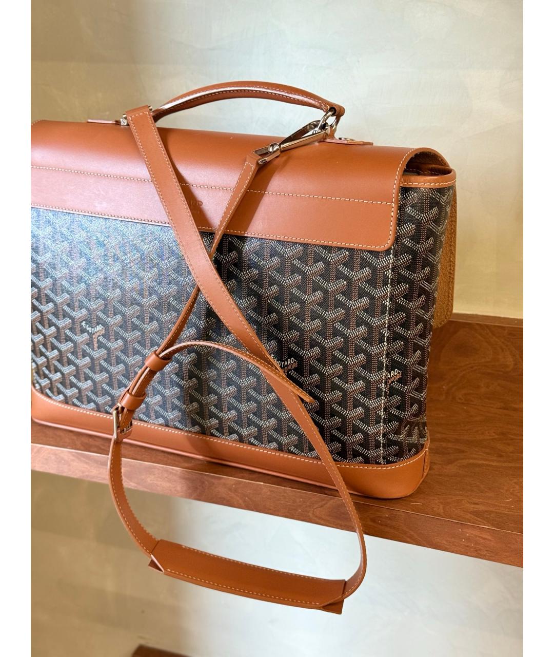 GOYARD Коричневая сумка через плечо из искусственной кожи, фото 8