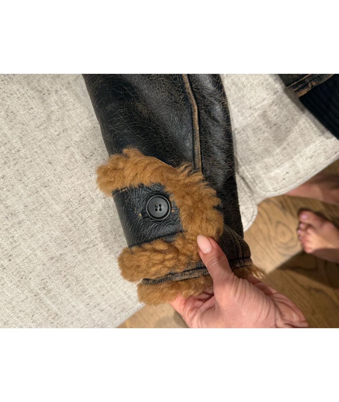 MIU MIU Коричневая кожаная дубленка, фото 4