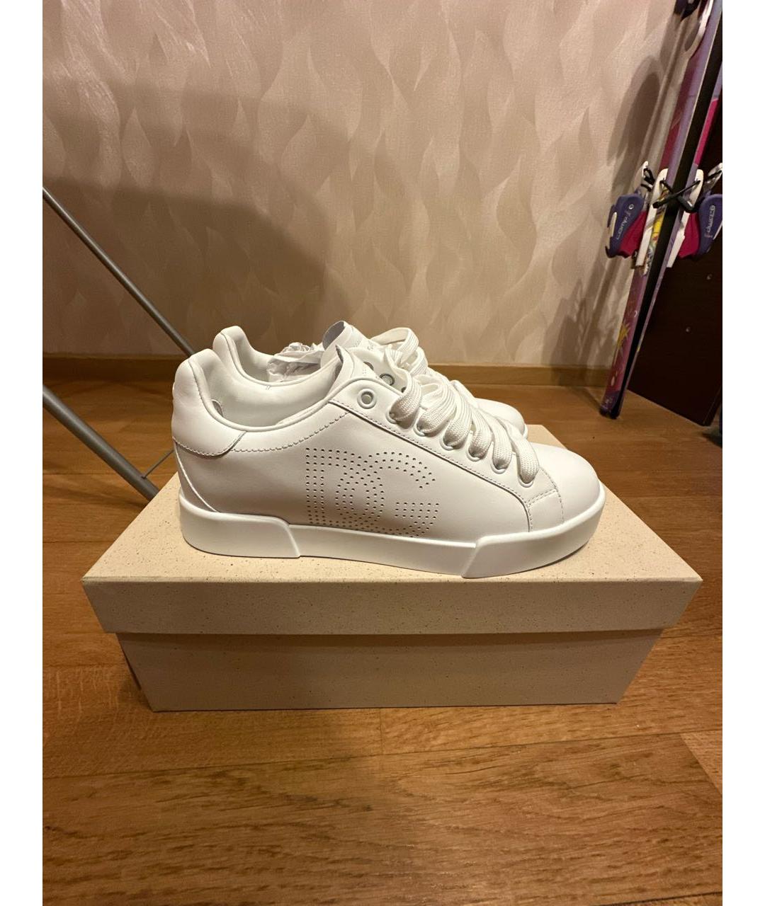 DOLCE&GABBANA Белые кожаные кеды, фото 9