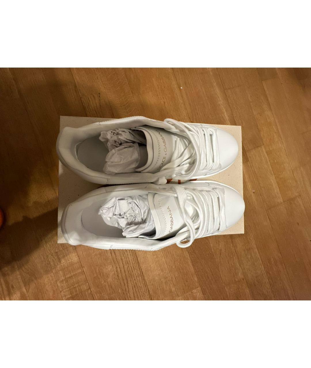 DOLCE&GABBANA Белые кожаные кеды, фото 3