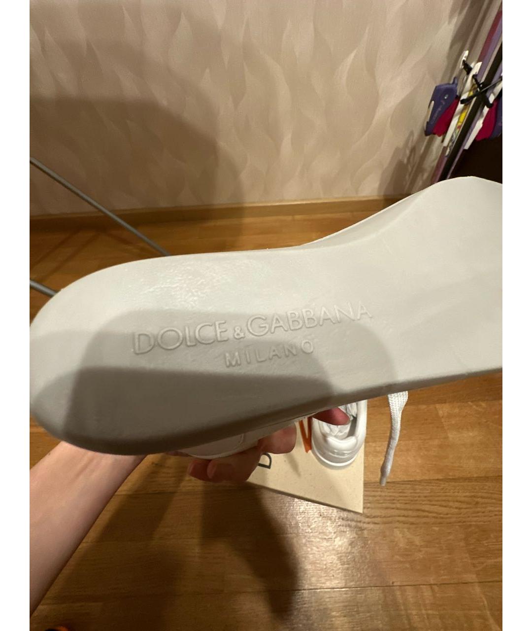 DOLCE&GABBANA Белые кожаные кеды, фото 5
