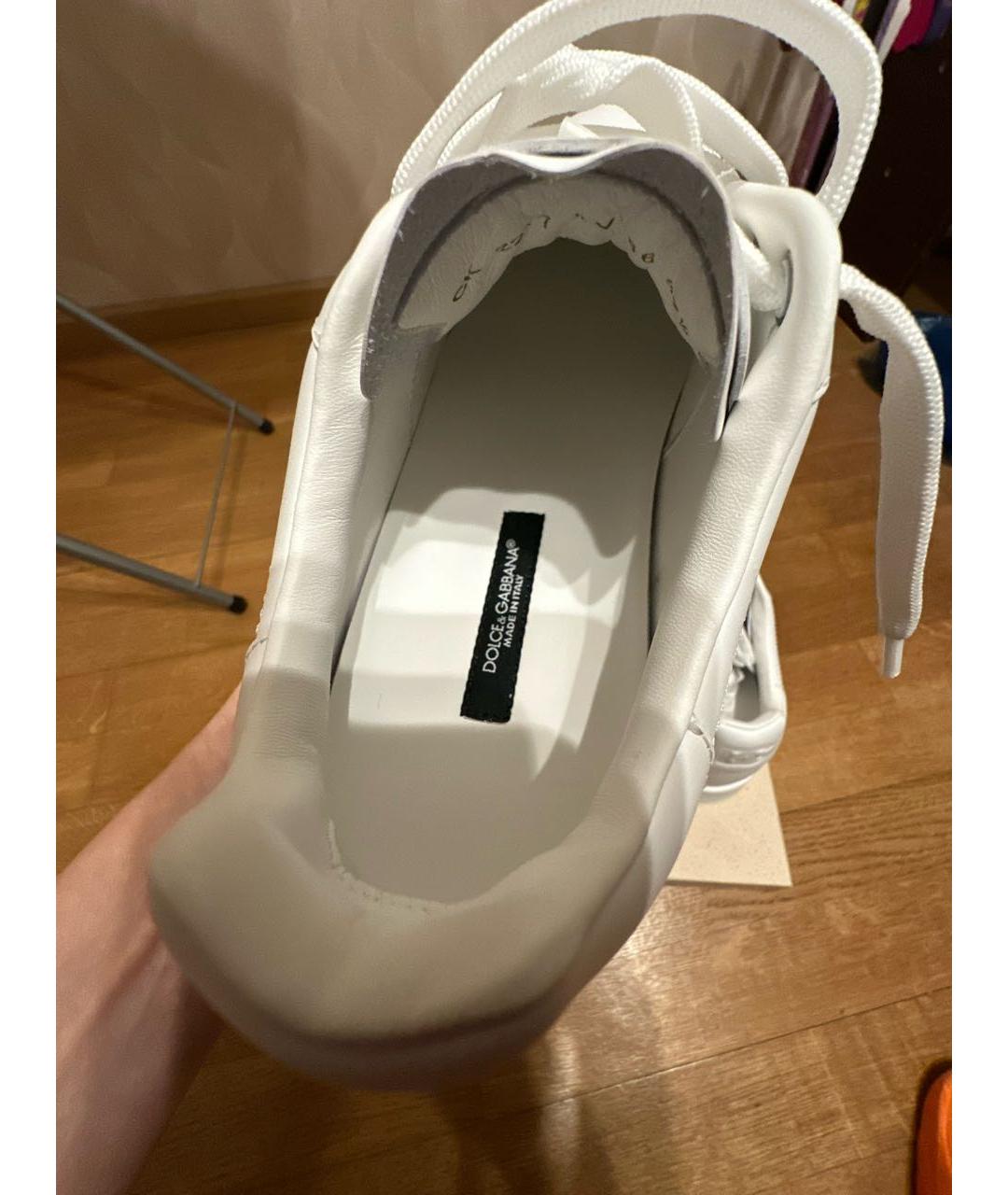 DOLCE&GABBANA Белые кожаные кеды, фото 7