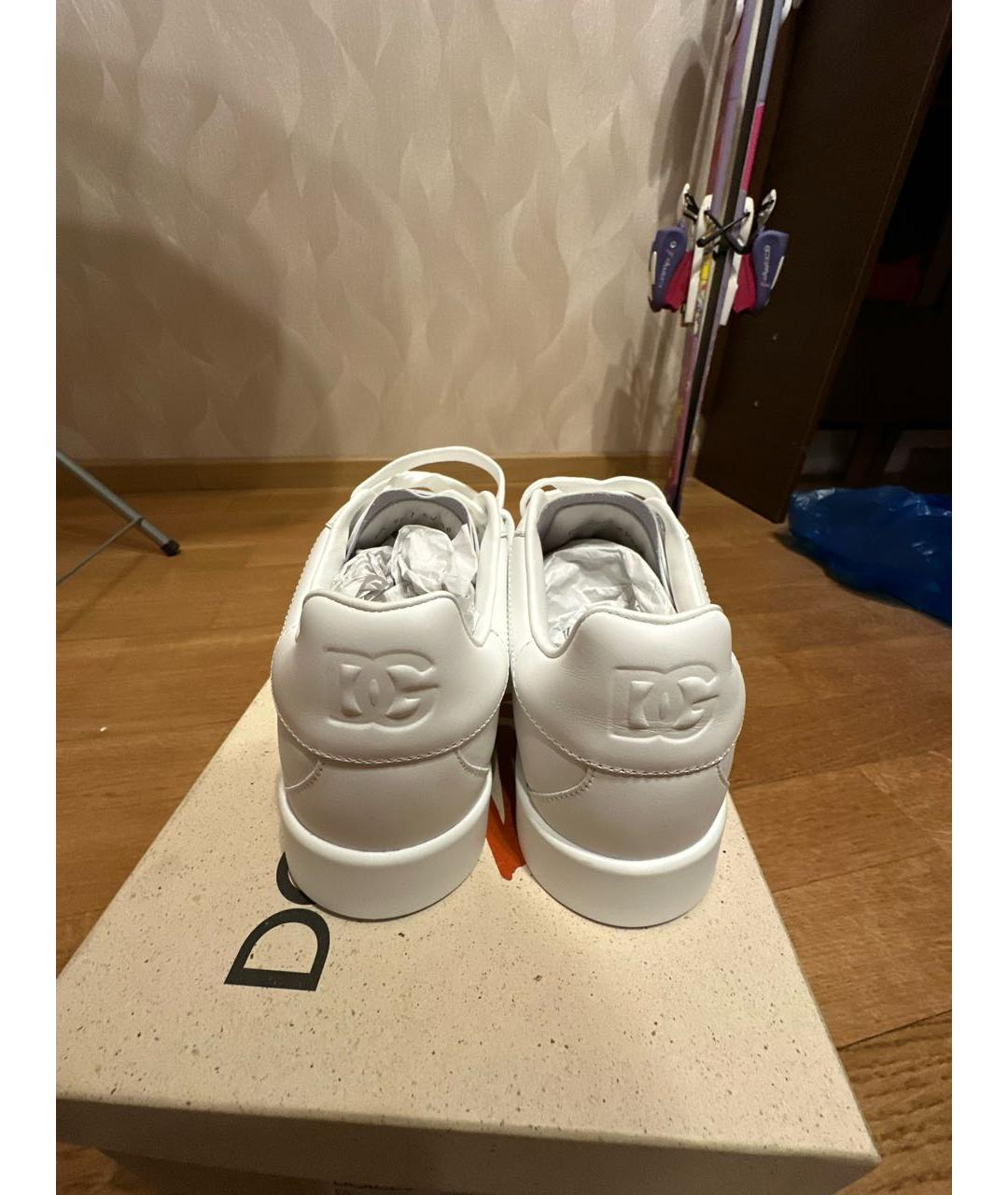 DOLCE&GABBANA Белые кожаные кеды, фото 4