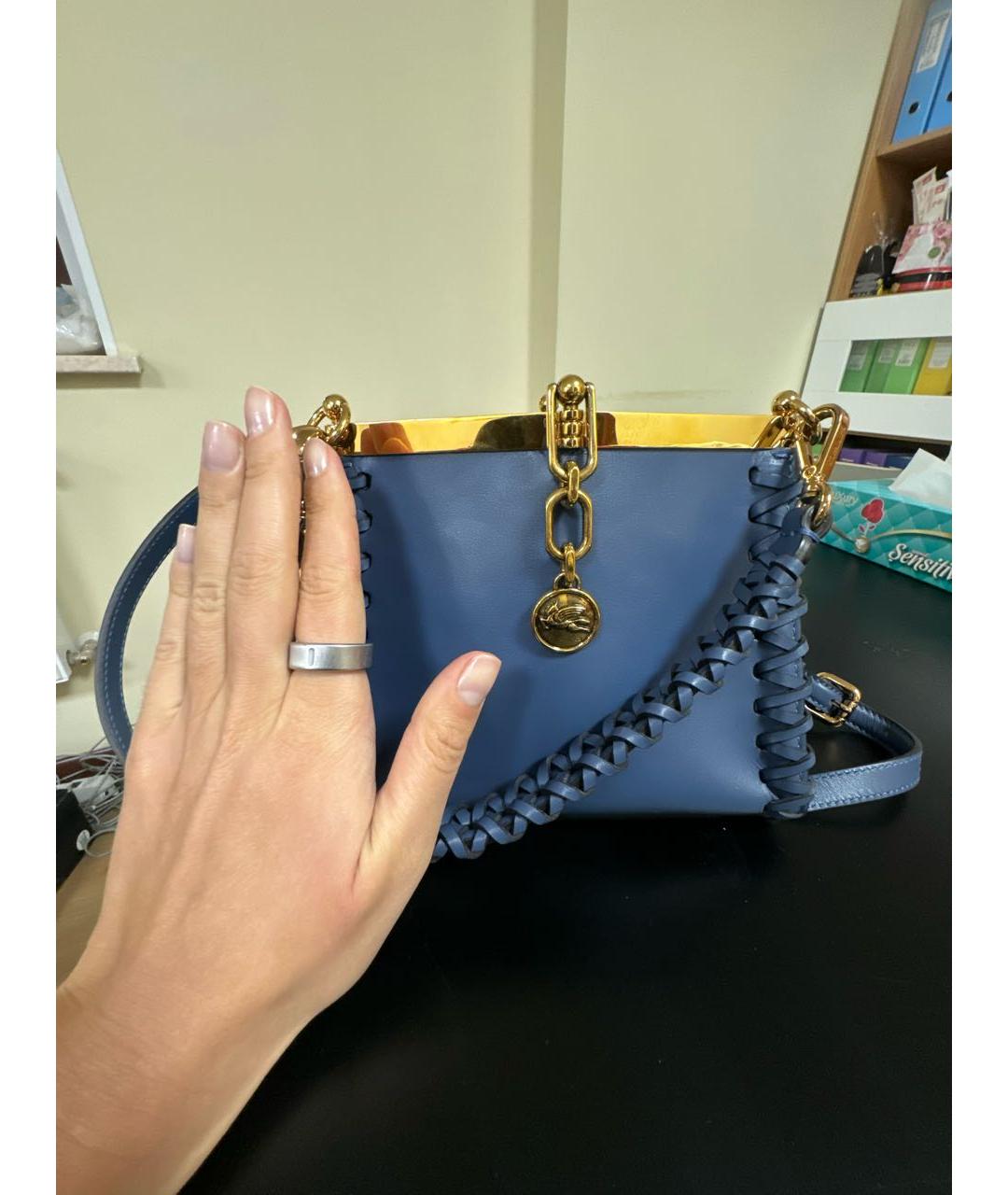 ETRO Синяя кожаная сумка через плечо, фото 7