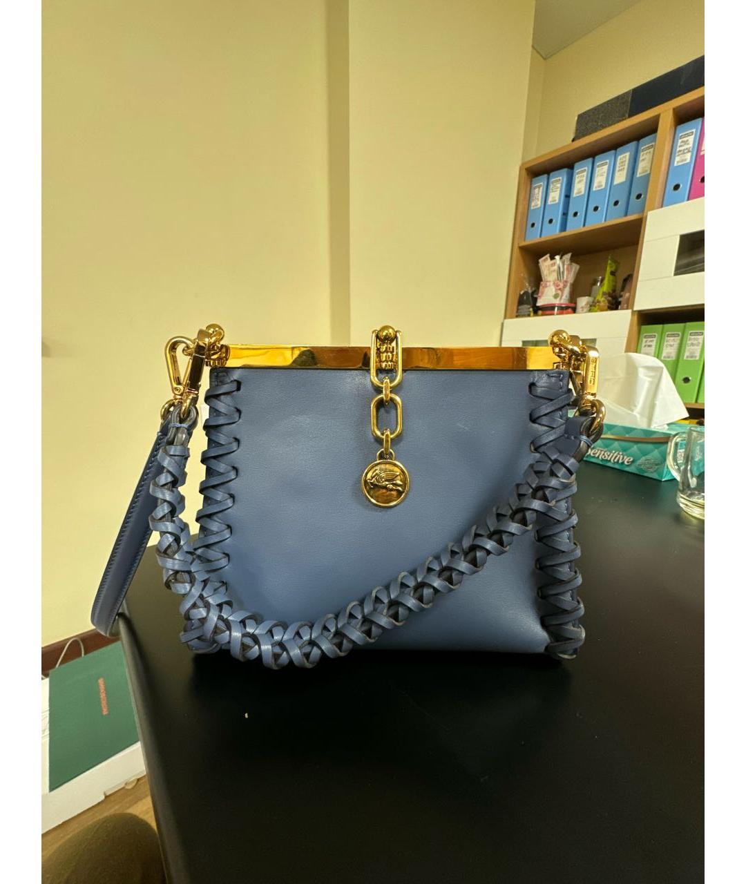 ETRO Синяя кожаная сумка через плечо, фото 8