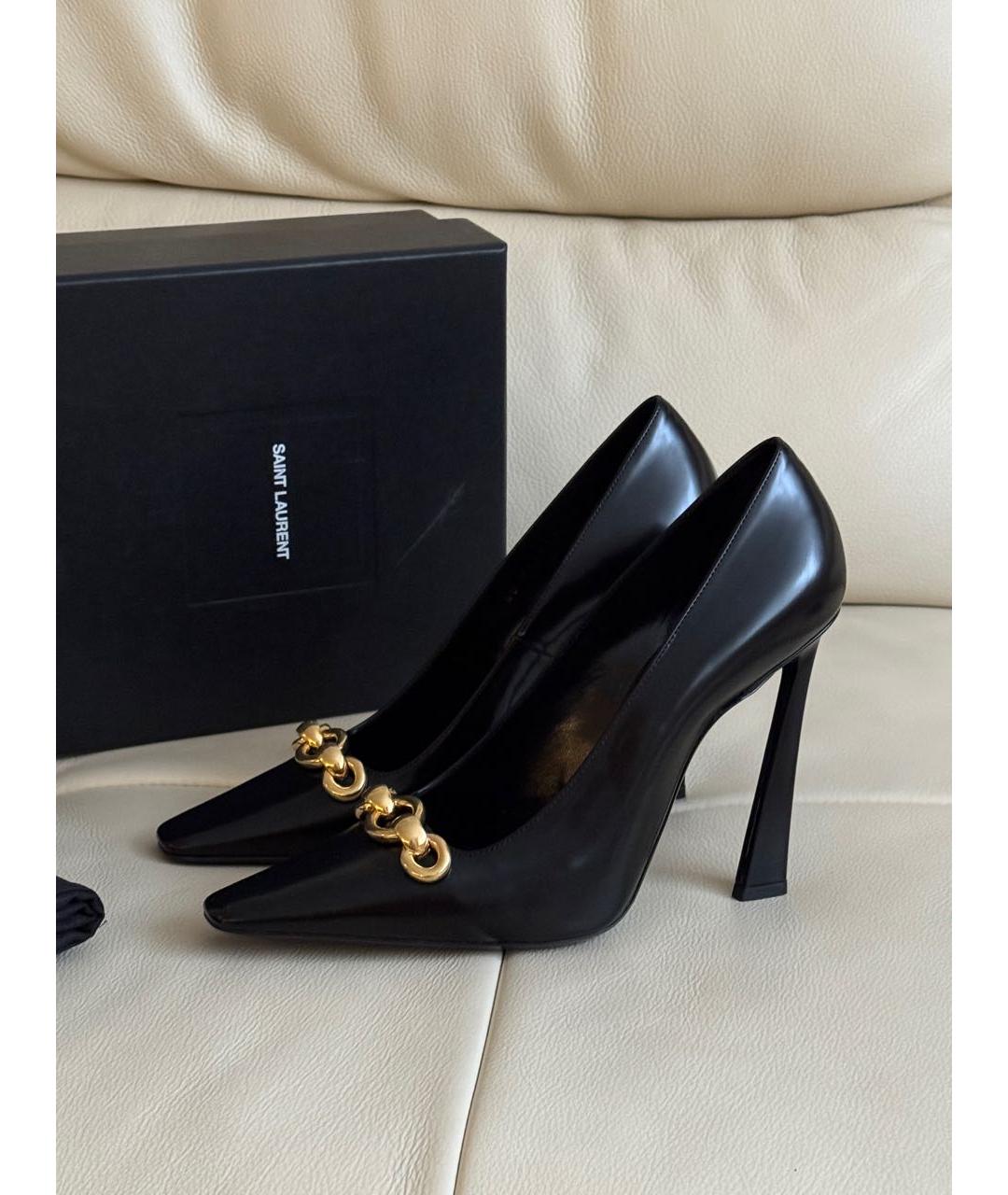 SAINT LAURENT Черные кожаные туфли, фото 2