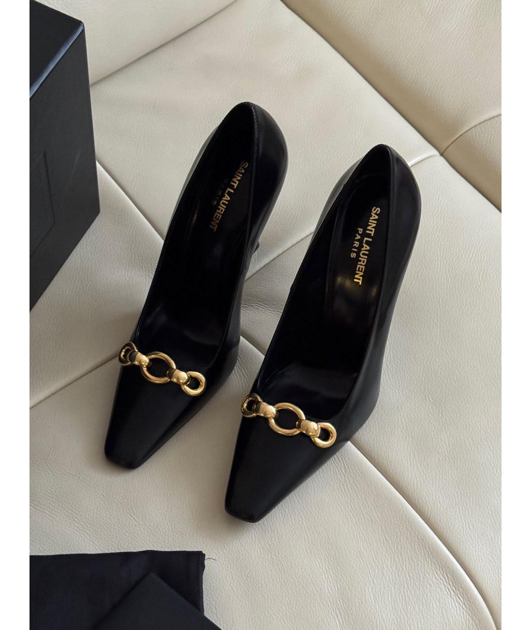 SAINT LAURENT Черные кожаные туфли, фото 3