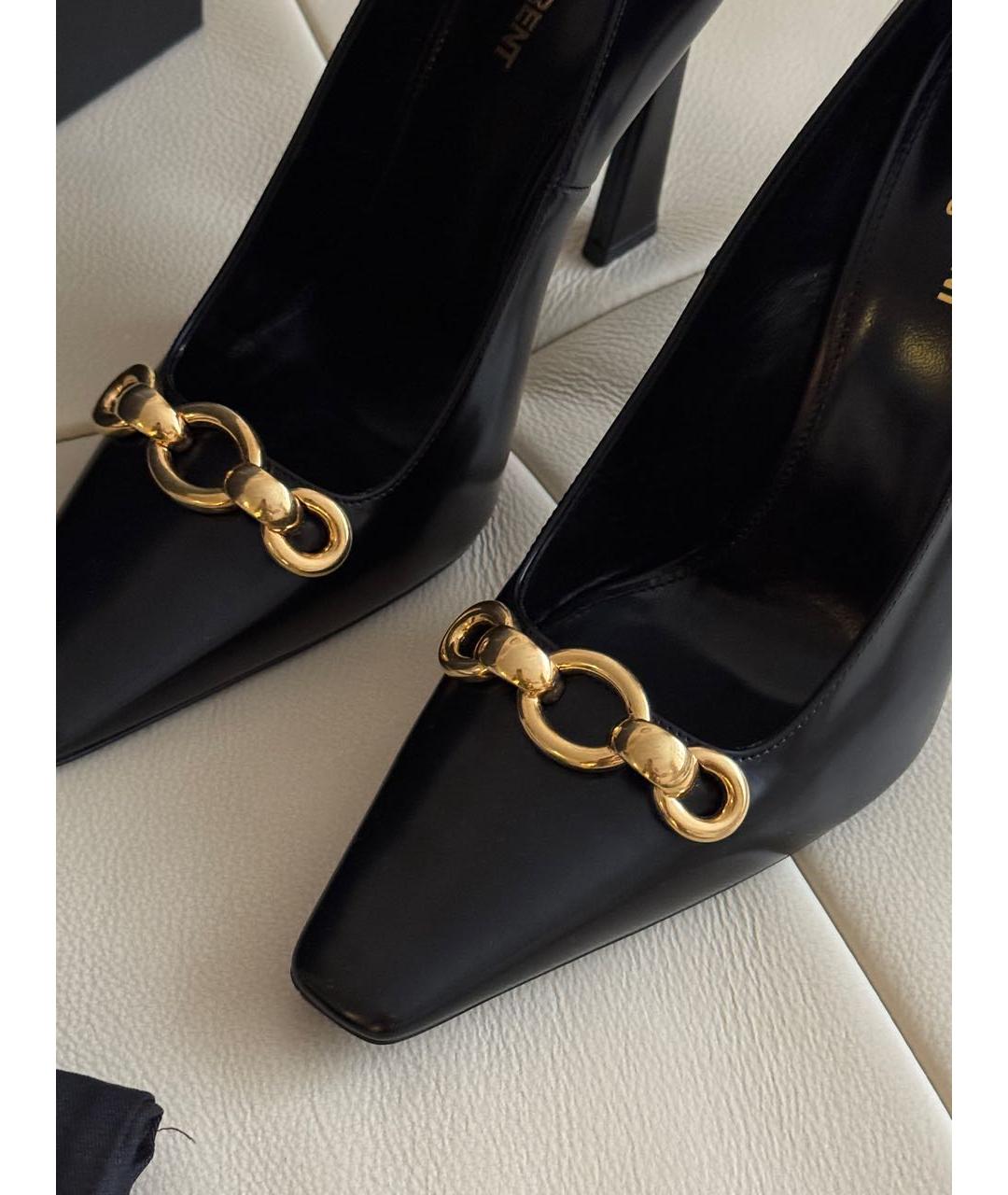 SAINT LAURENT Черные кожаные туфли, фото 4