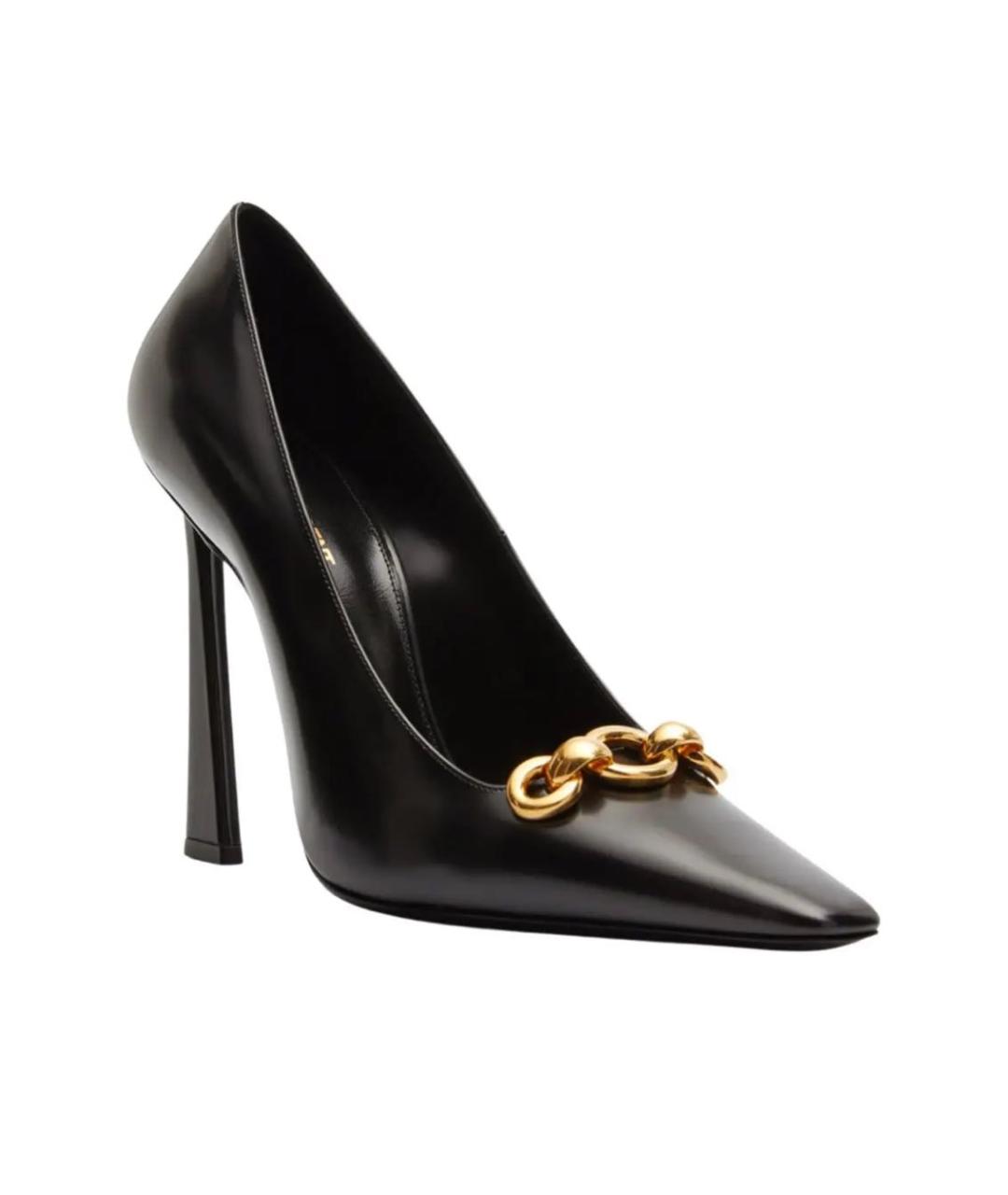 SAINT LAURENT Черные кожаные туфли, фото 1