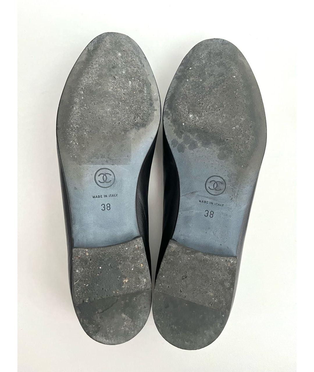 CHANEL Черные кожаные балетки, фото 6