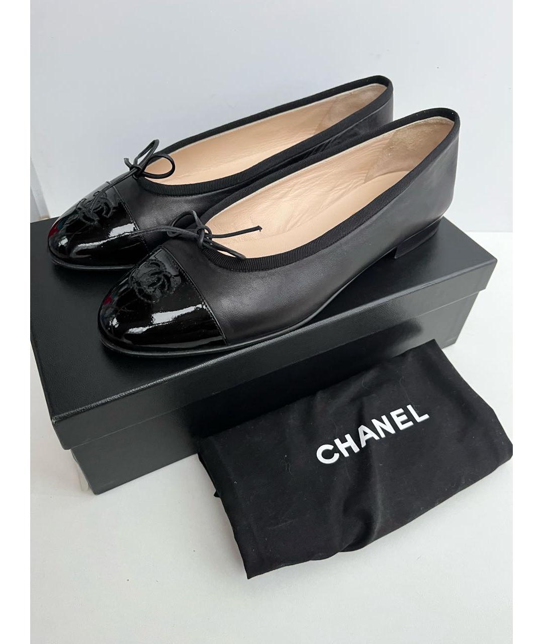 CHANEL Черные кожаные балетки, фото 5