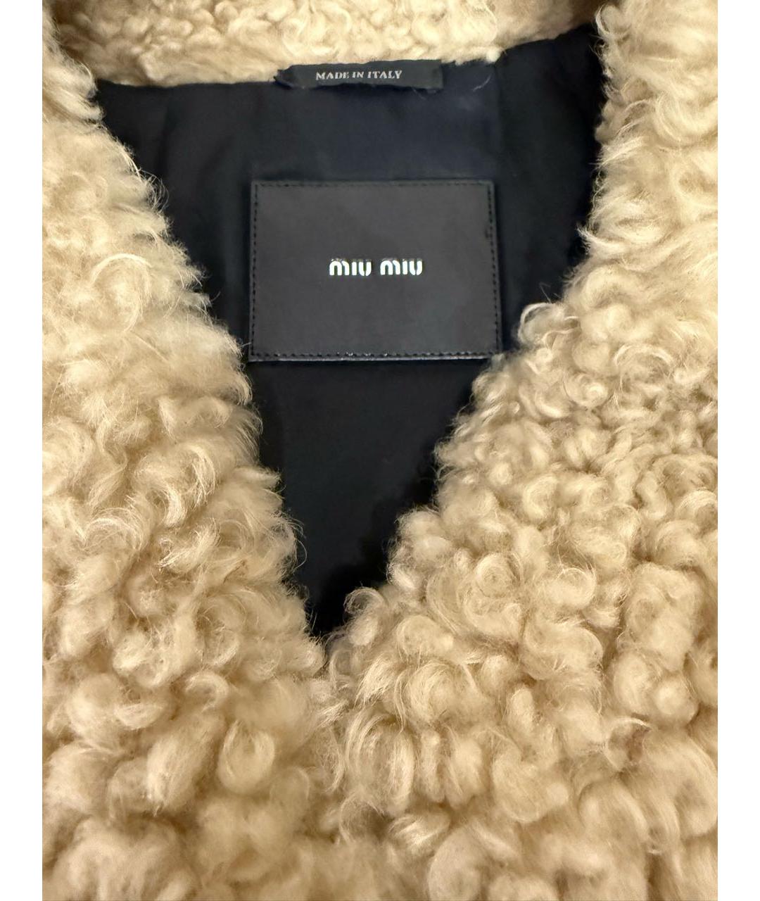 MIU MIU Бежевая меховая дубленка, фото 3