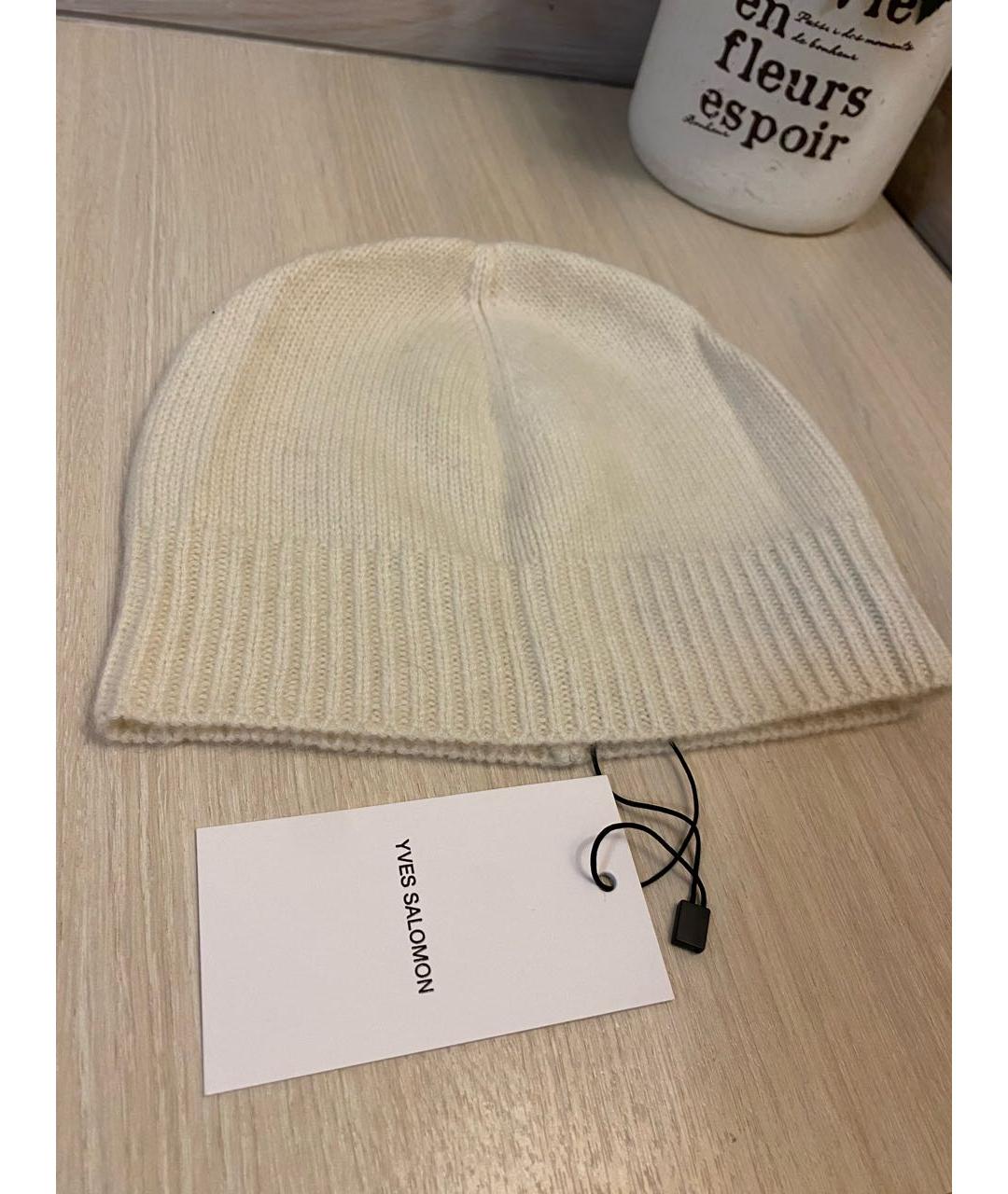 YVES SALOMON Белая кашемировая шапка, фото 3