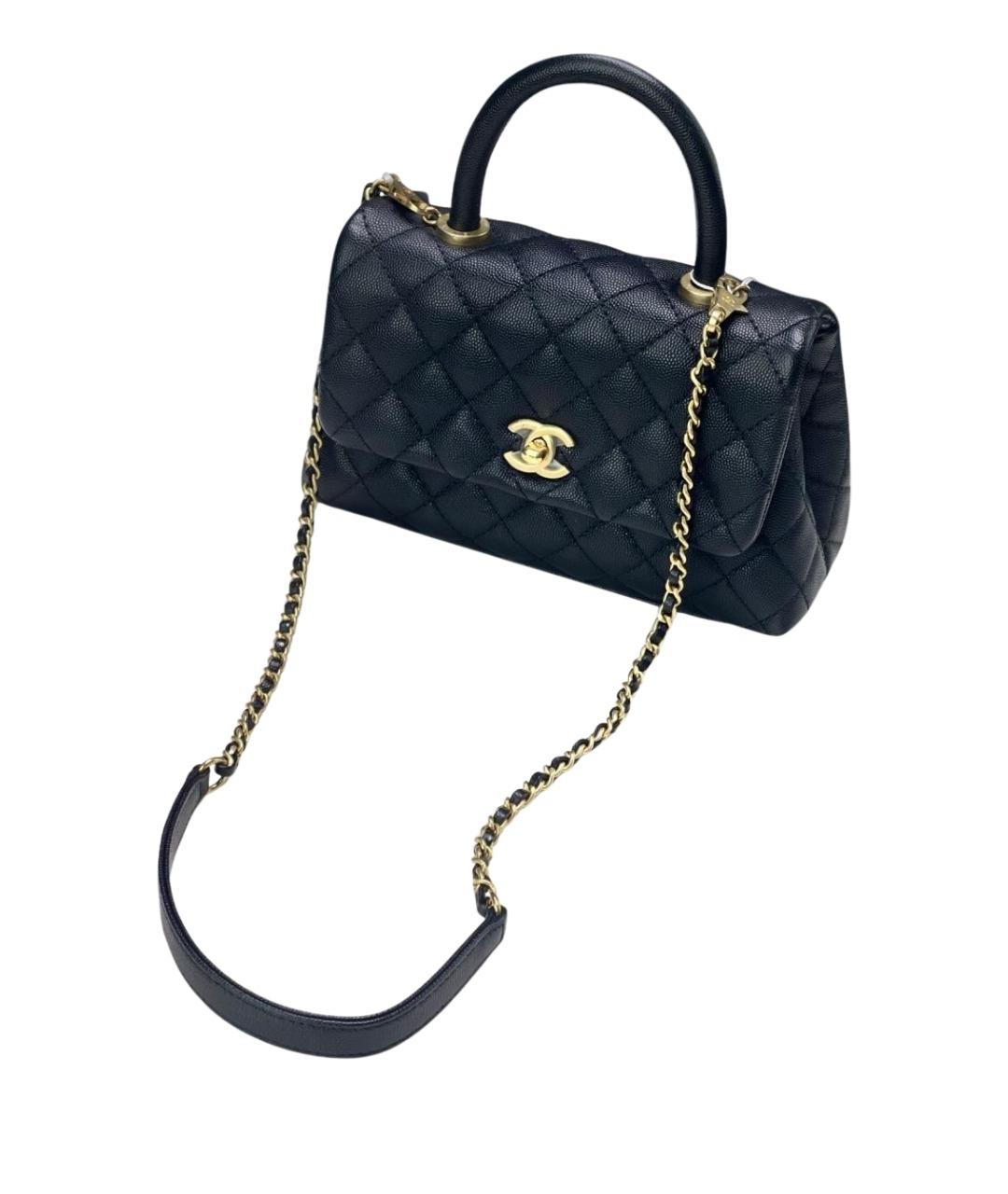 CHANEL Черная кожаная сумка с короткими ручками, фото 1