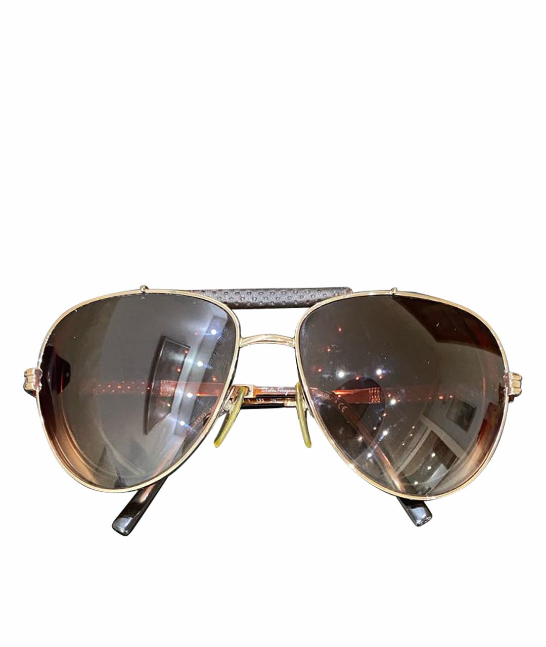 FERRAGAMO Коричневые металлические солнцезащитные очки, фото 1