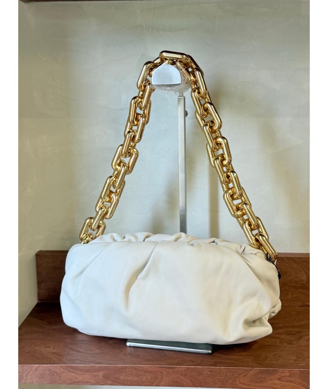 BOTTEGA VENETA Белая кожаная сумка с короткими ручками, фото 2