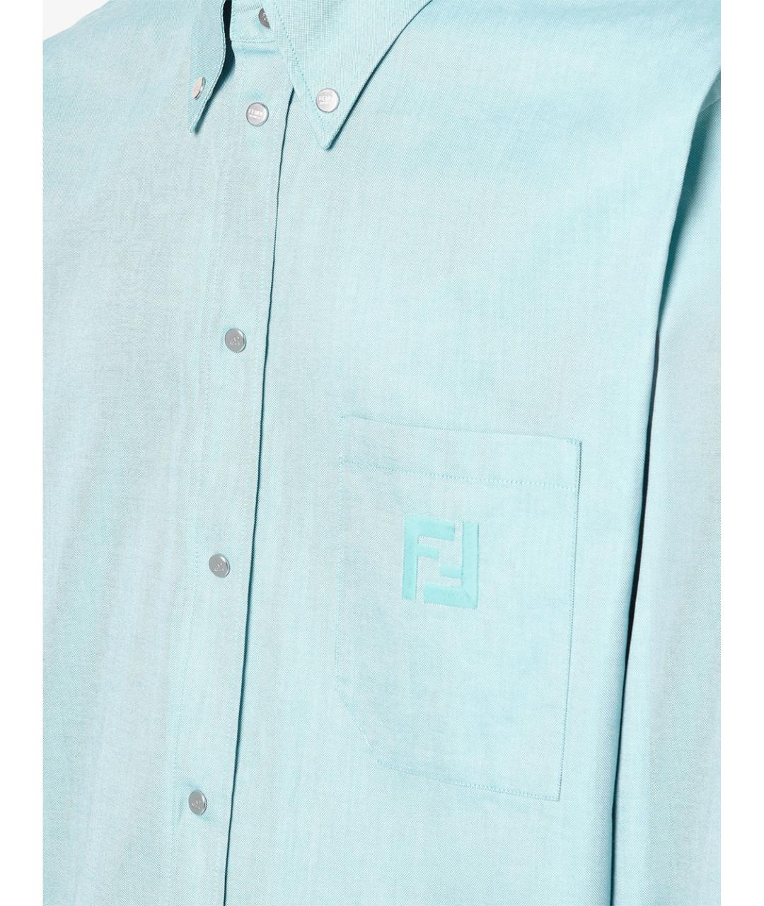 FENDI Бирюзовая хлопковая кэжуал рубашка, фото 3