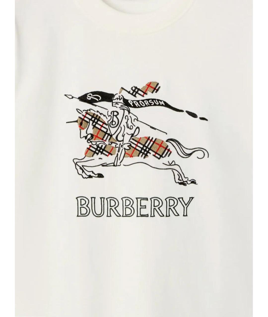 BURBERRY Белая хлопковая футболка, фото 4