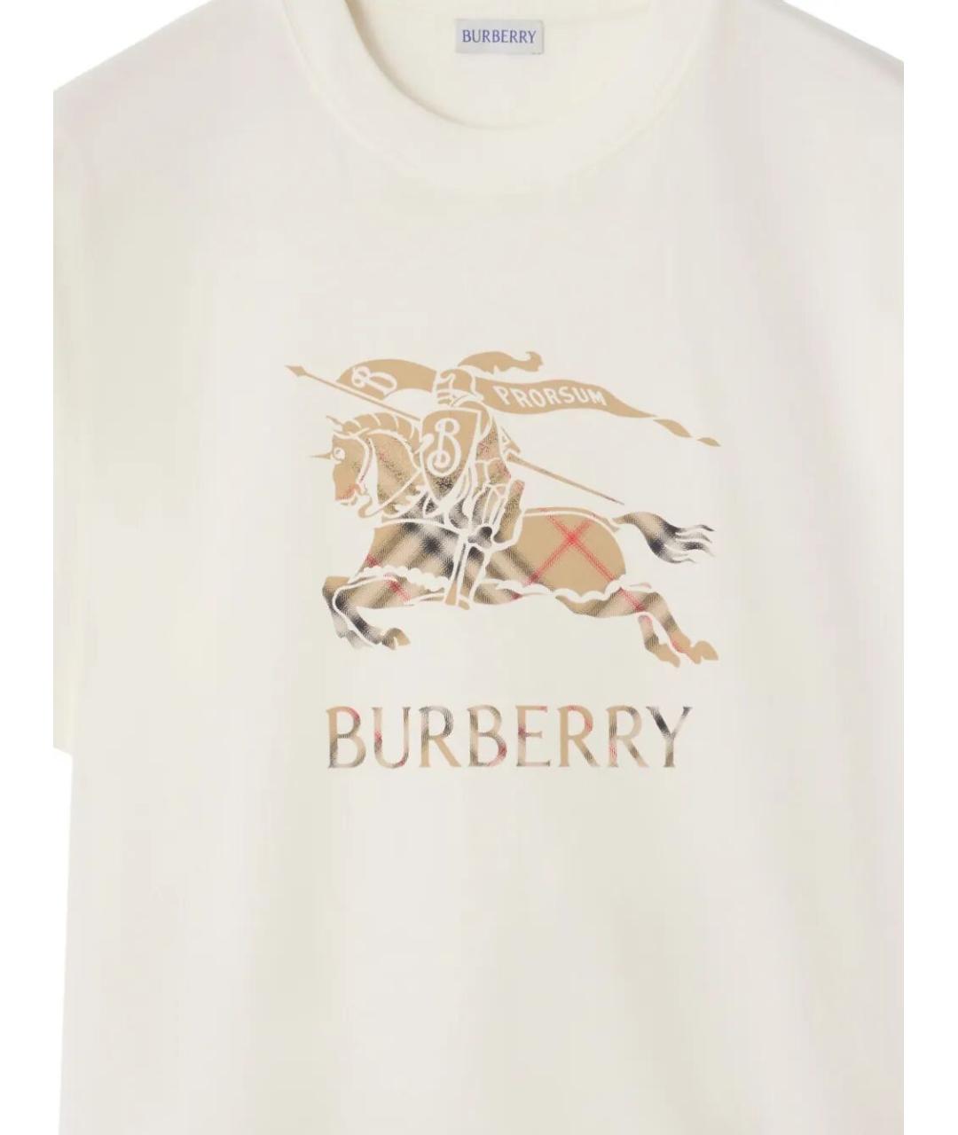 BURBERRY Белая хлопковая футболка, фото 4