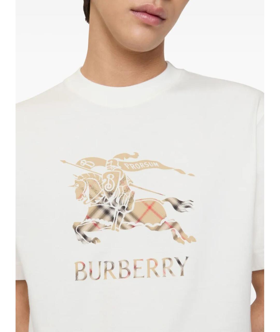 BURBERRY Белая хлопковая футболка, фото 2