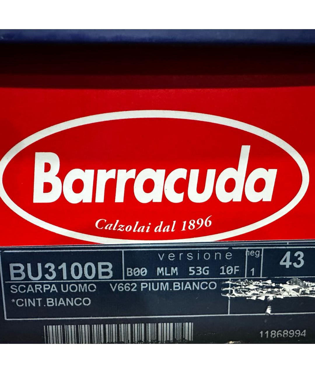 BARRACUDA Белые кожаные низкие кроссовки / кеды, фото 7