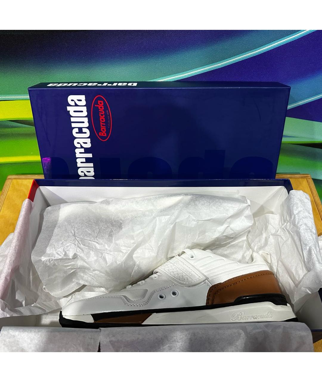 BARRACUDA Белые кожаные низкие кроссовки / кеды, фото 6