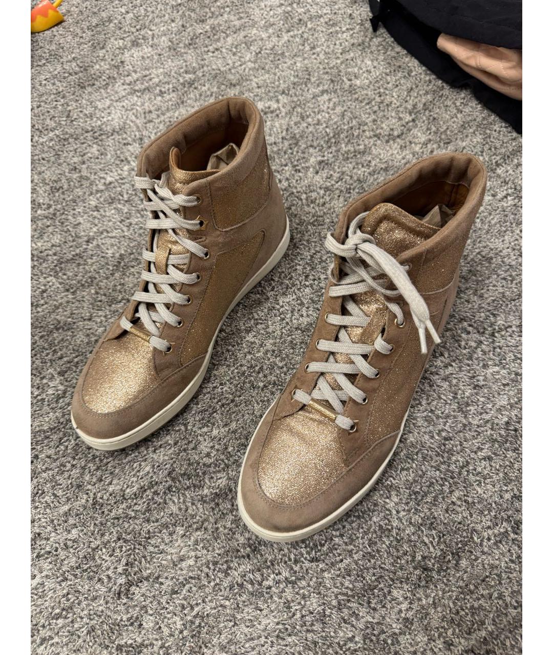 JIMMY CHOO Бежевые замшевые ботинки, фото 2